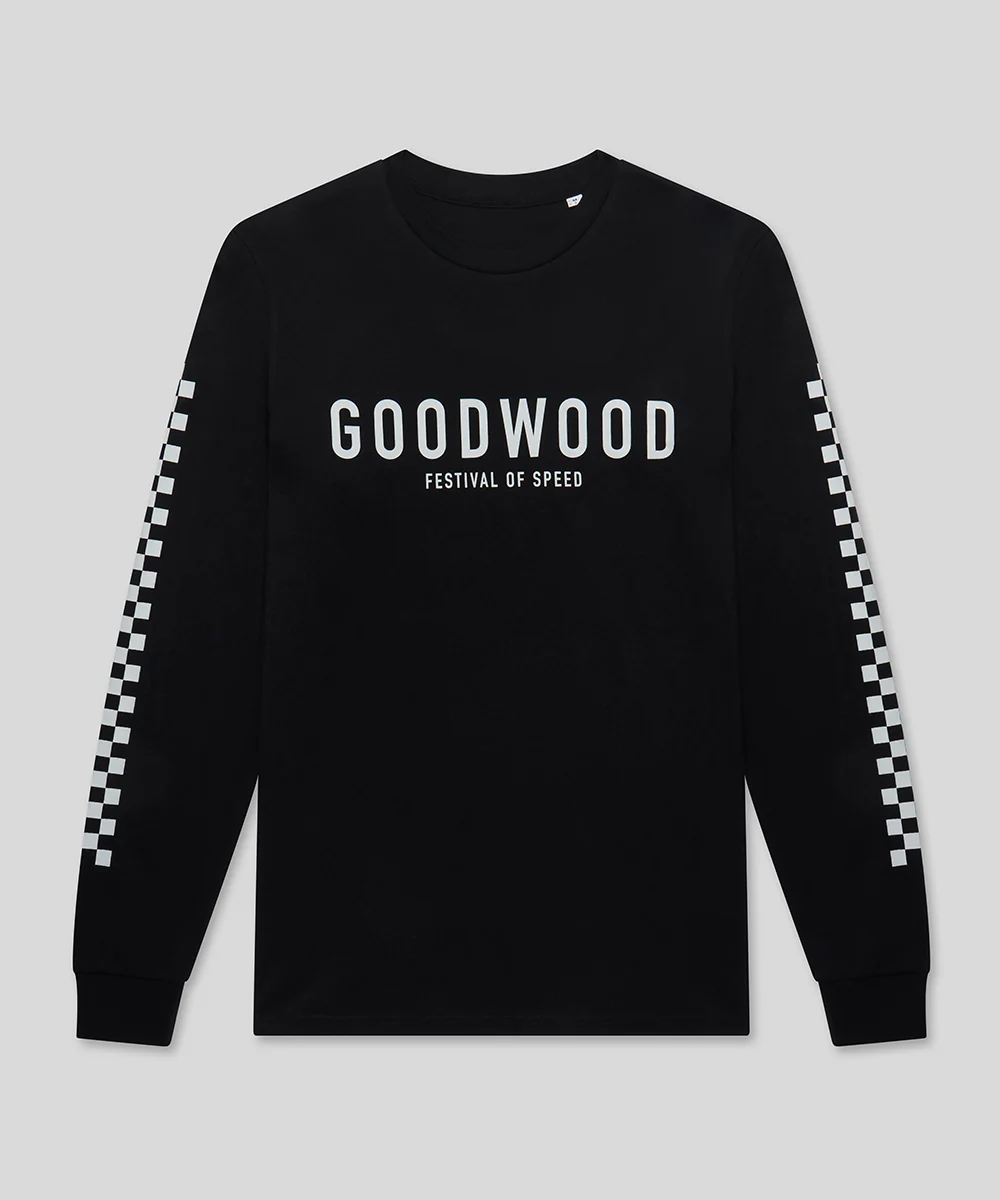 Goodwood Festival of Speed Monochrome Chequer Flag Long Sleeve T-Shirt - Image 4