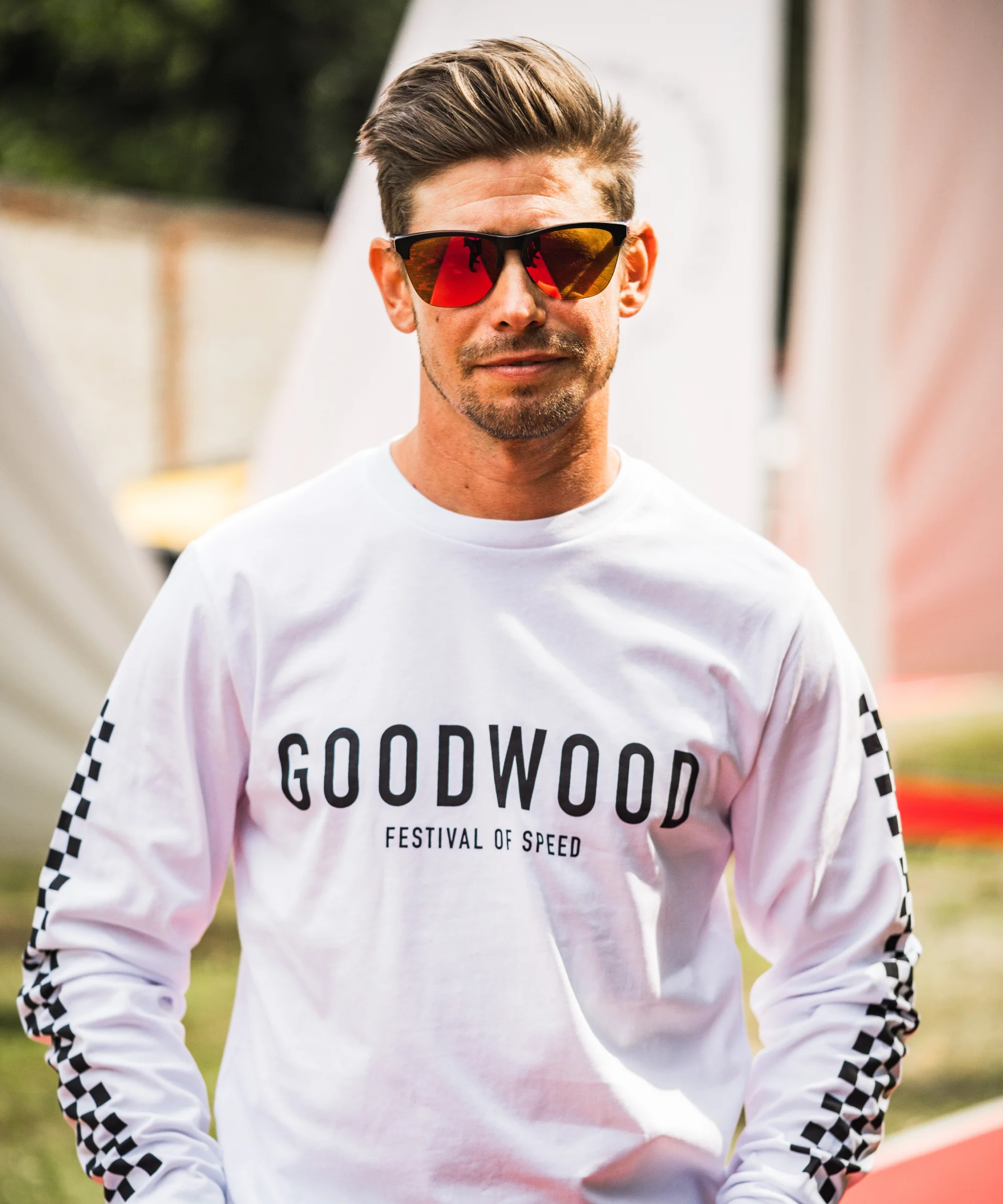 Goodwood Festival of Speed Monochrome Chequer Flag Long Sleeve T-Shirt - Image 8