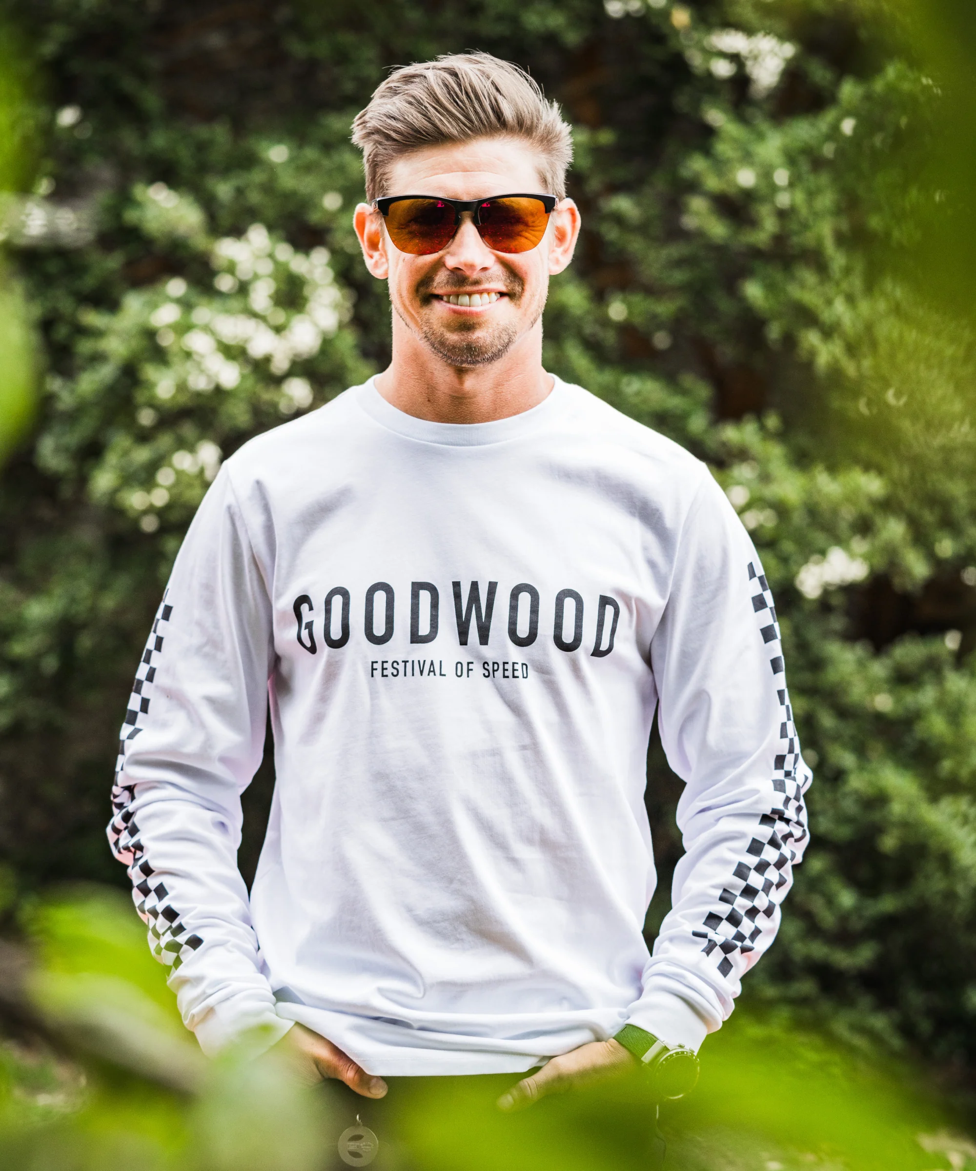 Goodwood Festival of Speed Monochrome Chequer Flag Long Sleeve T-Shirt - Image 9