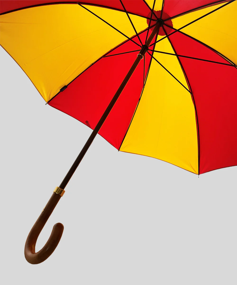 Goodwood Racecourse Wooden Handled Red and Yellow Umbrella - Image 3